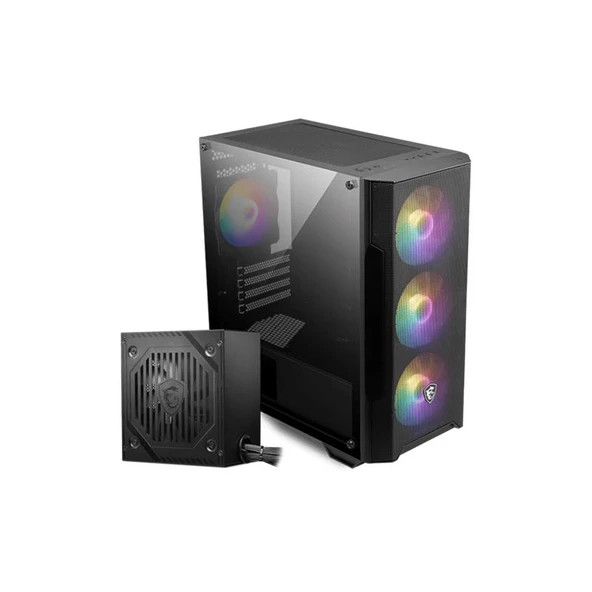 MSI MAG FORGE M100A D60 AKRİLİK YAN PANEL 3X120MM 1X120MM ARGB FAN 600W 80+ PSU MATX GAMING KASA - Resim 2