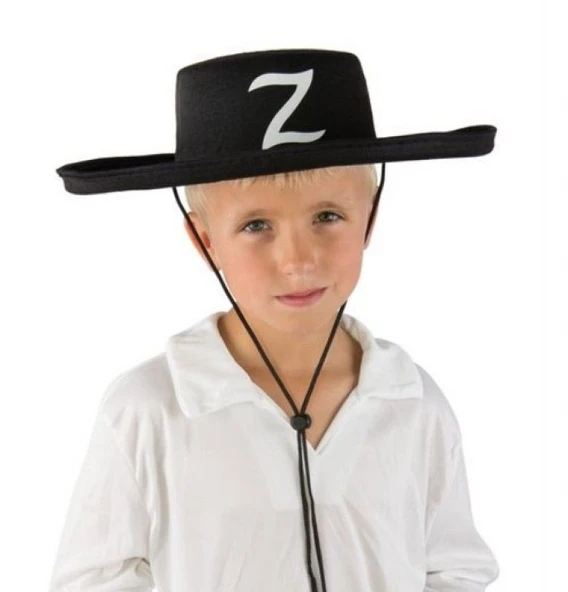 samur parti parti aksesuar & kostüm Z Logolu Çocuk Boy Bağcıklı Zorro Şapkası