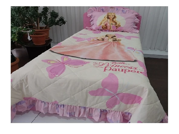 Taç lisanlı Barbie as The princess and The pauper yatak örtüsü-Tek kişilik - 2