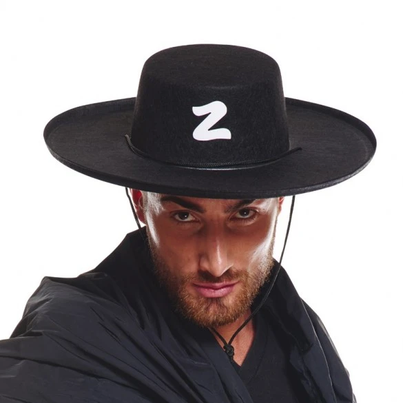 samur parti parti aksesuar & kostüm Z Logolu Yetişkin Boy Bağcıklı Zorro Şapkası