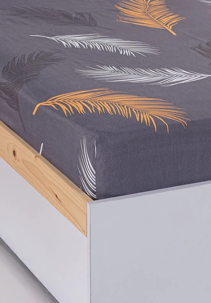 Upstyle Pes Lastikli Çarşaf Seti Tek Kişilik Olivia Altın-Gri - Resim 2