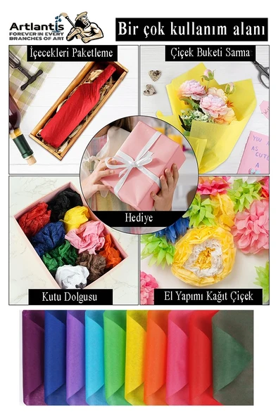 Açık Yeşil Pelur Kağıdı 100 lü 1 Pkt A4 Pelur Kagıt Moda Tasarım Tekstil Hediye Paktleme Ambalaj Kağıdı Parti Doğum Günü - 2