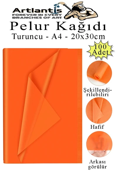 Turuncu Pelur Kağıdı 100 lü 1 Pkt A4 Pelur Kagıt Moda Tasarım Tekstil Hediye Pketleme Ambalaj Kağıdı Parti Doğum Günü