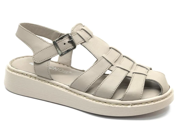 Venüs Yavanna Hakiki Deri Comfort Ortopedik Kadın Sandalet - Resim 3