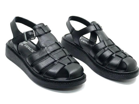 Venüs Yavanna Hakiki Deri Comfort Ortopedik Kadın Sandalet - Resim 6