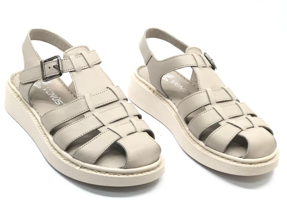 Venüs Yavanna Hakiki Deri Comfort Ortopedik Kadın Sandalet - Resim 12