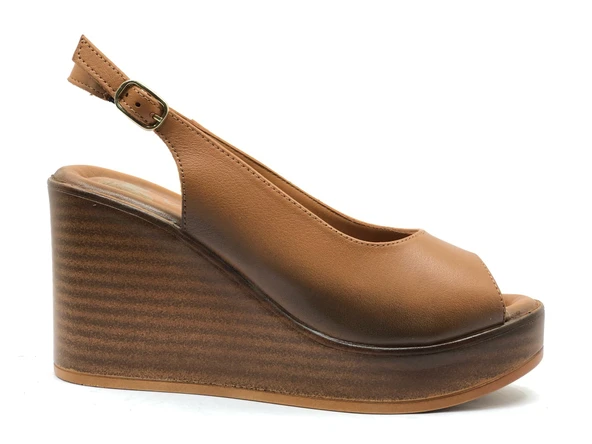 Venüs Torik Hakiki Deri Comfort Ortopedik Dolgu Taban Kadın Sandalet - Resim 5