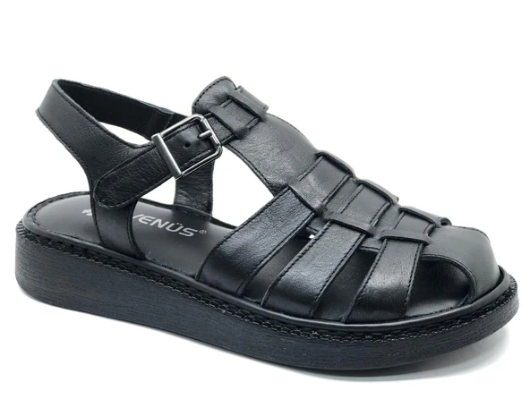 Venüs Yavanna Hakiki Deri Comfort Ortopedik Kadın Sandalet - Resim 7