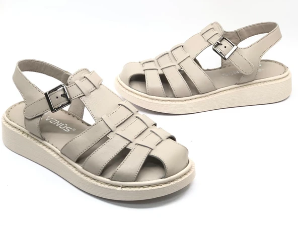 Venüs Yavanna Hakiki Deri Comfort Ortopedik Kadın Sandalet - Resim 11