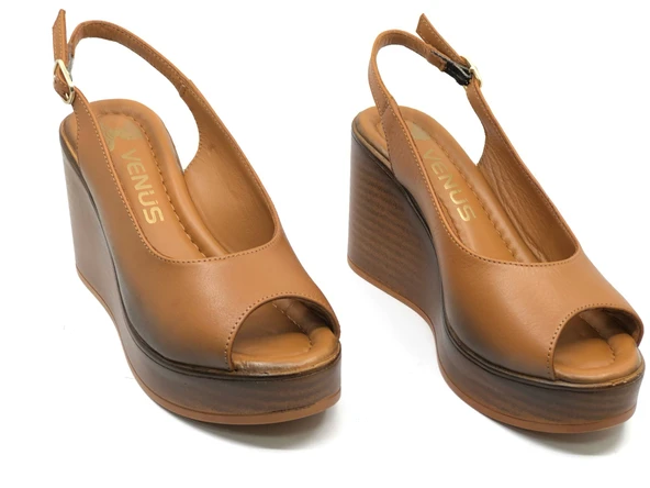 Venüs Torik Hakiki Deri Comfort Ortopedik Dolgu Taban Kadın Sandalet - Resim 3