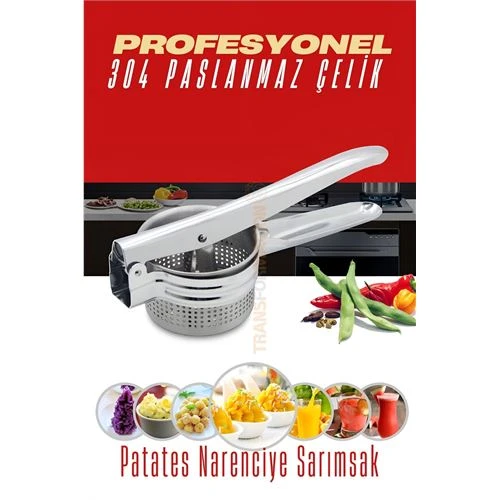 Modacar  Patates Ezici 304 Paslanmaz Çelik Narenciye Sıkacağı Sebze Presi