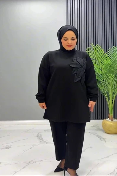 VıoShıne Kadın Çiçek Motifli Modal Kumaş İkili Takım - 5