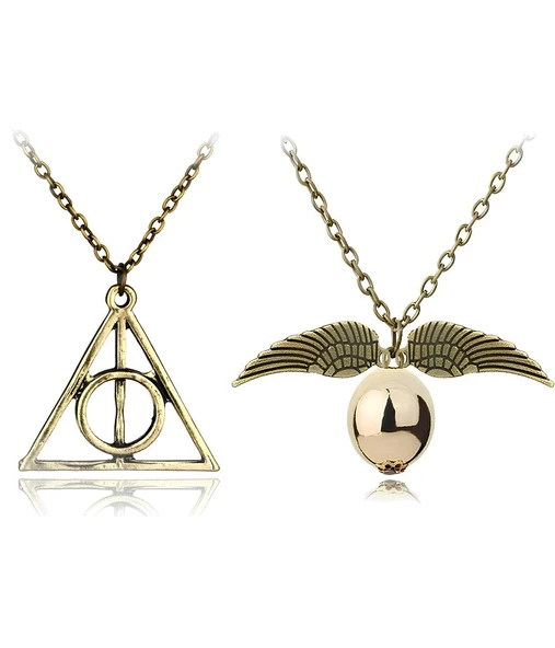 Snitch Golden ve Ölüm Yadigarları Üçgen Harry Potter Unisex Kadın Erkek Kolye - 2