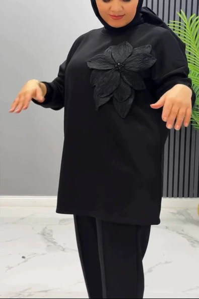 VıoShıne Kadın Çiçek Motifli Modal Kumaş İkili Takım - 4