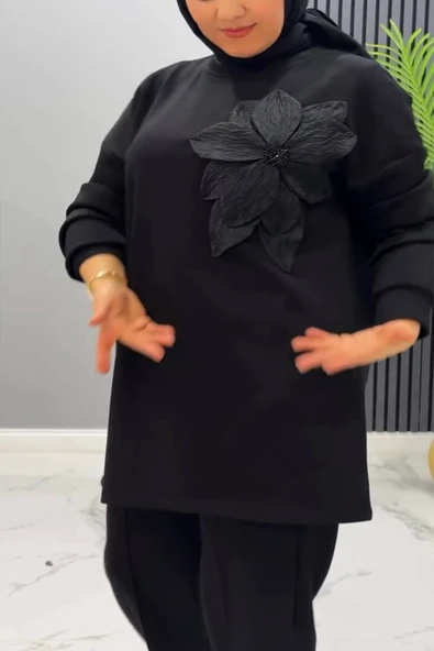 VıoShıne Kadın Çiçek Motifli Modal Kumaş İkili Takım - 3