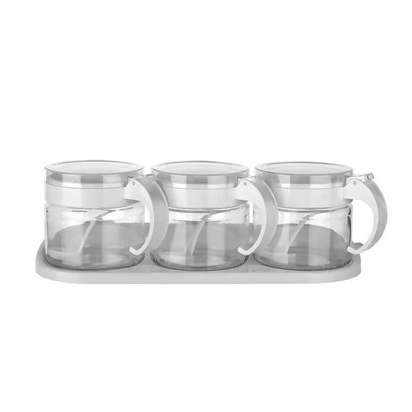 Hometarz Kavanoz Baharatlık Seti 3'lü Standlı Kaşıklı Desire 300ML - 3