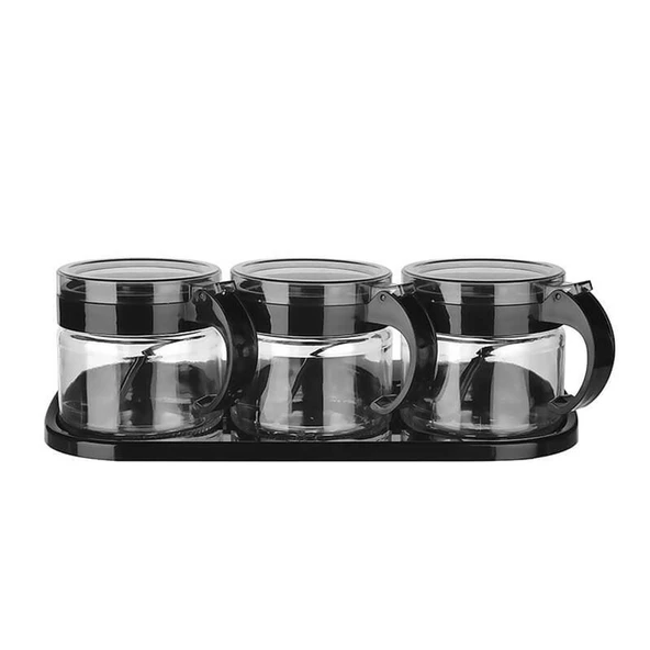 Hometarz Kavanoz Baharatlık Seti 3'lü Standlı Kaşıklı Desire 300ML - 5