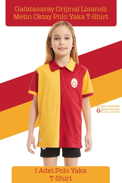 Galatasaray Orijinal Lisanslı Match Day Polo Çocuk T-shirt + Şal Kaşkol Set Hediyelik Ahşap Kutulu - 3