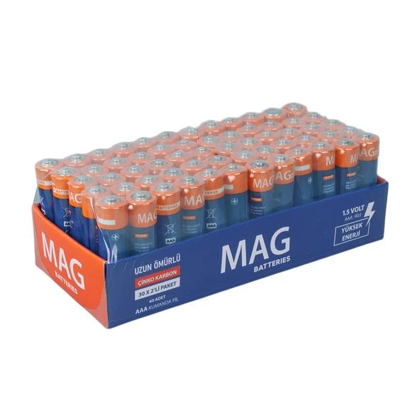 MAG BATTERIES MG-26172 KARBON ÇİNKO AAA 60LI İNCE KALEM KUMANDA PİLİ (R03 UM-4) - 4