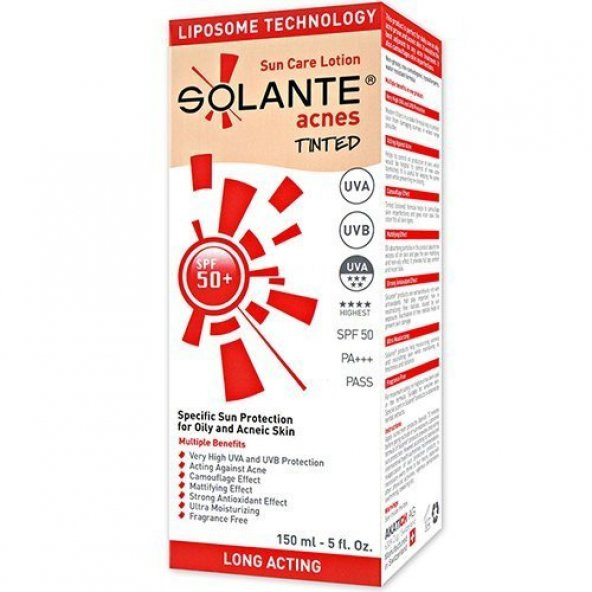 Solante Acnes Tinted SPF 50+ Renkli 150 ml ( Akne ve Sivilce )