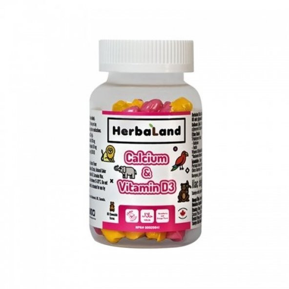 Herbaland Kids Calcium with Vitamin D3 60 Adet