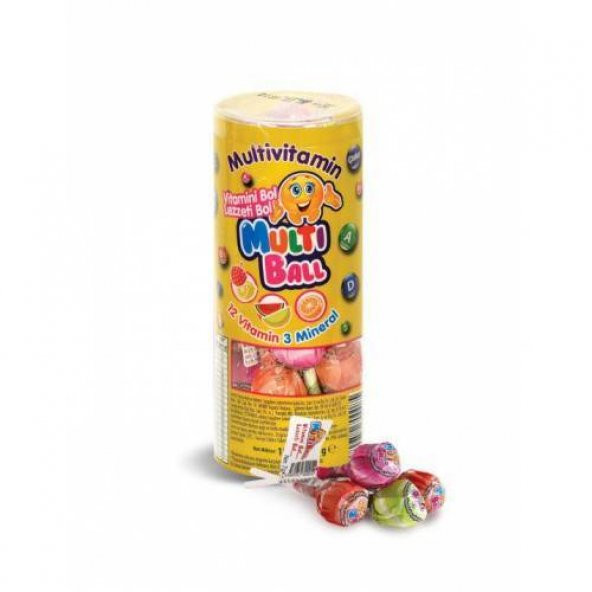 MultiBall Multivitamin 12 Vitamin 3 Mineral 15 Adet Lolipop