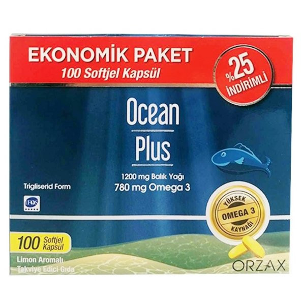 Ocean Plus 1200 mg 100 Kapsül Balık Yağı