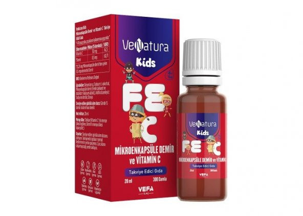 VeNatura Kids Mikroenkapsüle Demir ve Vitamin C Takviye Edici Gıda 20 ml