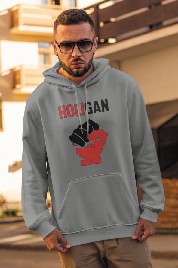 Holigan Gri Erkek Kapşonlu Sweatshirt - Hoodie