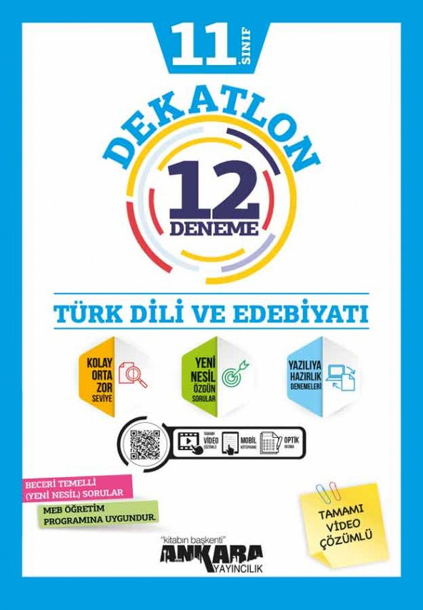 11. Sınıf Türk Dili Ve Edebiyatı Dekatlon Denemeleri 12 Adet Ankara Yayınları