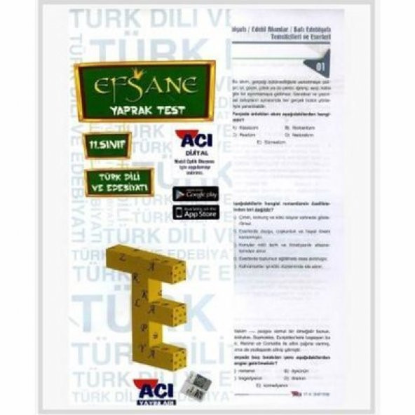 11. Sınıf Türk Dili Ve Edebiyatı Efsane Çek Kopart Yaprak Test Açı Yayınları