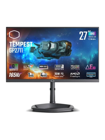 COOLERMASTER CM GP2711 27" 165HZ 1MS VA 2K 2560X1440 2XHDMI 1XDP HDR PIVOT KVM 576 MINI LED Monitör