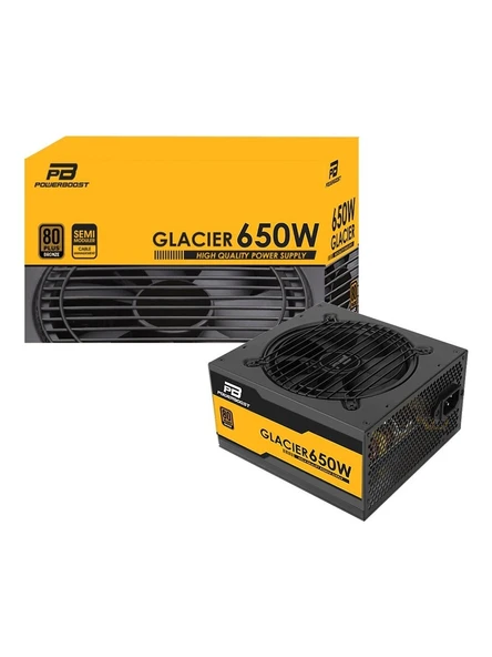 PowerBoost  BST-ATX650B GLACIER 650w 80+ BRONZE Semi Modüler 12cm Fanli ATX PSU