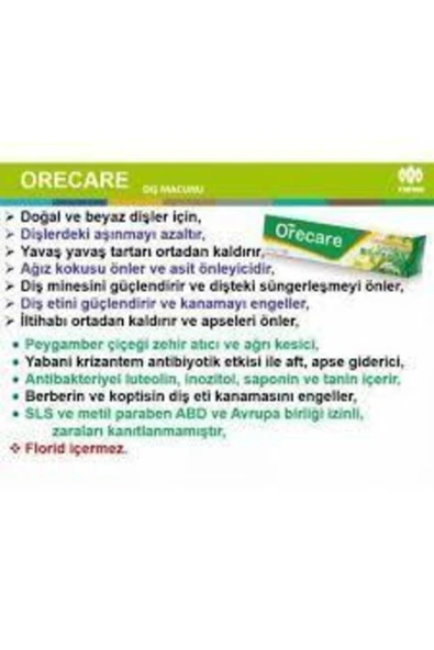 Orecare Bitkisel Diş Macunu 135 Ml (yeşil Şerit) - 3