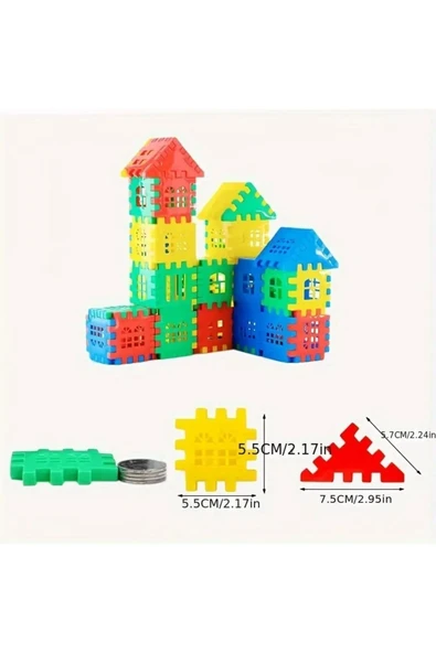 HAPPENS Puzzle City 3d Yapı Ve Tasarım Blokları 64 Parça Eğitici Oyuncak - 5