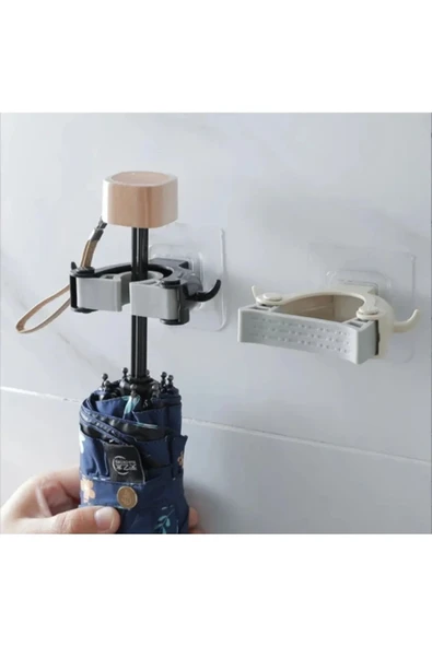 HAPPENS 3 Adet Çok Amaçlı Paspas ,Süpürge, Fırça Ve Mob Askısı Sap Tutucu Mutfak ve Banyo Askısı Set - 6
