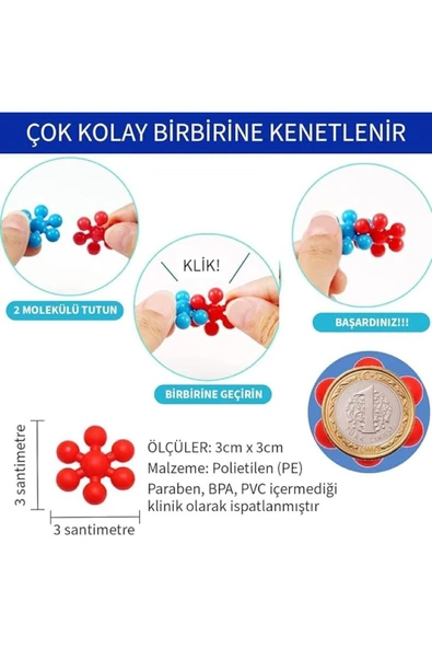HAPPENS 240 Adet 5 Renk Molekül İnşaa Seti Yaratıcı Oyuncak Kar Tanesi Yapı Taşları (Yeni Versiyon) - 2