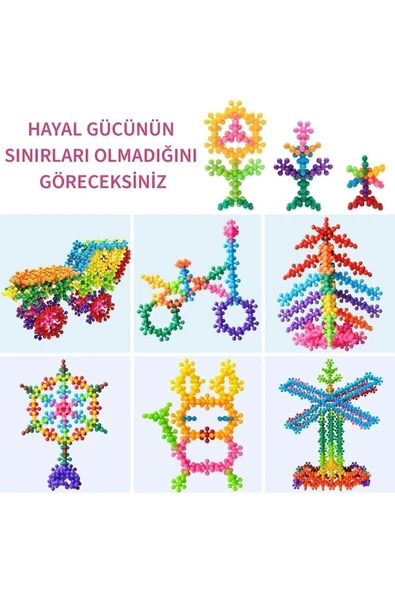 HAPPENS Master Molekül Eğitici Yaratıcı Oyuncak Kar Tanesi Yapı Taşları 5 Renk 120 Parça - 6