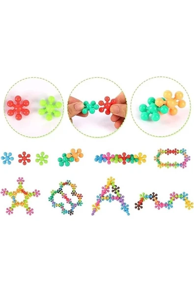 HAPPENS 60 Adet 5 Renk Molekül İnşaa Seti Yaratıcı Oyuncak Kar Tanesi Yapı Taşları (Yeni Versiyon) - Resim 5