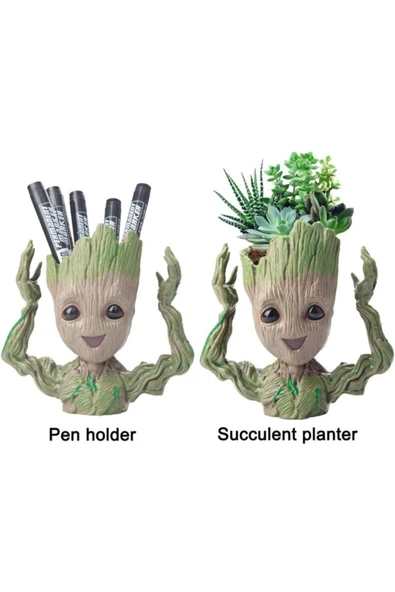 HAPPENS Galaksinin Koruyucuları Baby Groot Figür Eller Havada Saksı Kalemlik Orijinal Ürün Kırılmaz - 3