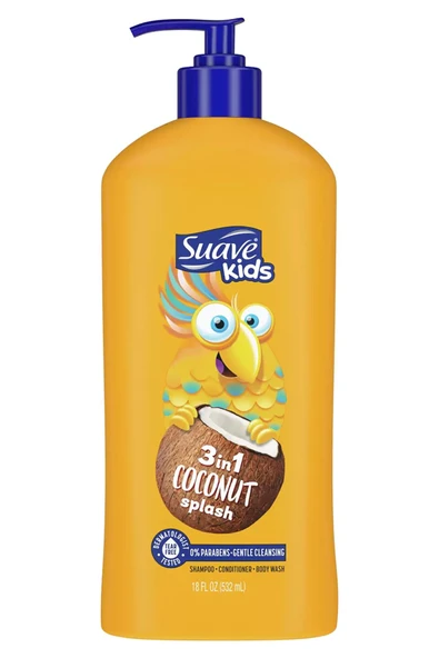 Suave Kids Coconut Splash 3’ü 1 Arada Çocuk Şampuanı Saç Kremi ve Duş Jeli 532ML