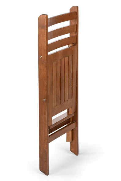 Ispanya Katlanır Sandalye - Bahçe, Balkon, Teras, Ceviz Renk, Ahşap Sandalye - 3