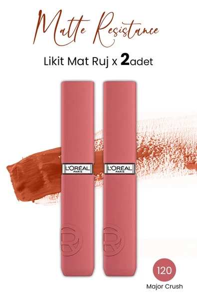 Loreal Paris Infaillible Matte Resistance Likit Mat Ruj - 120 Major Crush x 2 Adet