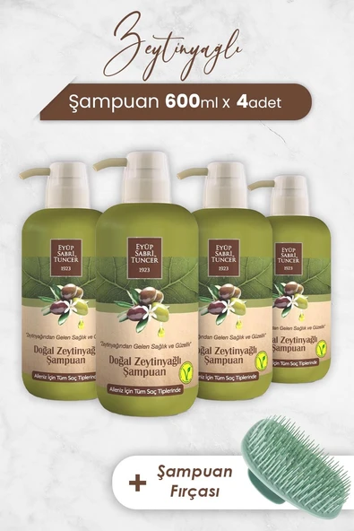 Eyüp Sabri Tuncer Zeytinyağlı Şampuan 600 ml x 4 Adet ve Şampuan Fırçası ürün görseli