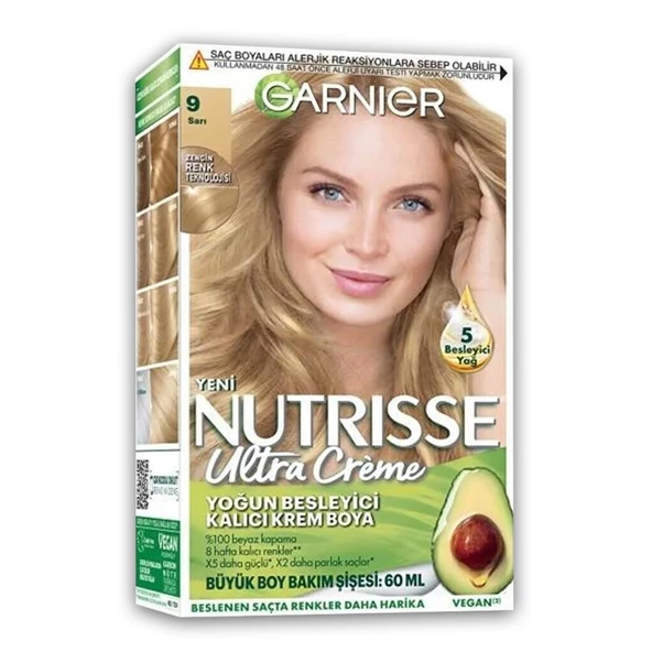 Garnier Nutrisse Yoğun Besleyici Kalıcı Krem Saç Boyası 9 Sarı