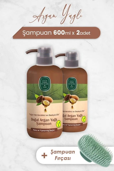 Eyüp Sabri Tuncer Argan Yağlı Şampuan 600 ml x 2 Adet ve Şampuan Fırçası ürün görseli