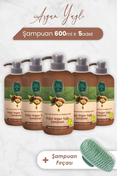 Eyüp Sabri Tuncer Argan Yağlı Şampuan 600 ml x 5 Adet ve Şampuan Fırçası ürün görseli
