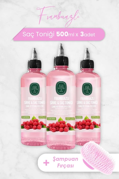 Eyüp Sabri Tuncer Frambuazlı Saç Toniği 500 ml x 3 Adet ve Şampuan Fırçası ürün görseli