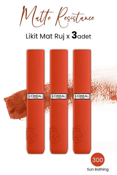 Loreal Paris Infaillible Matte Resistance Likit Mat Ruj - 300 Sun Bathing x 3 Adet