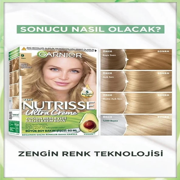 Garnier Nutrisse Yoğun Besleyici Kalıcı Krem Saç Boyası 9 Sarı - 2